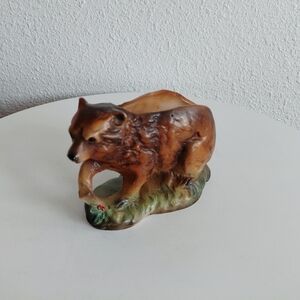 #MC Napcoware National Pottery Japan Porcelain Brown Bear Planter.